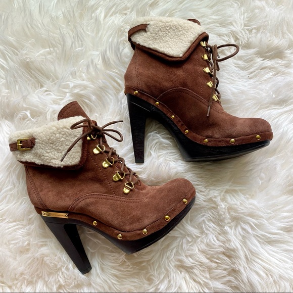 BCBGeneration ‘Melo’ Suede Brown Leather Bootie with faux fur - Picture 2 of 12